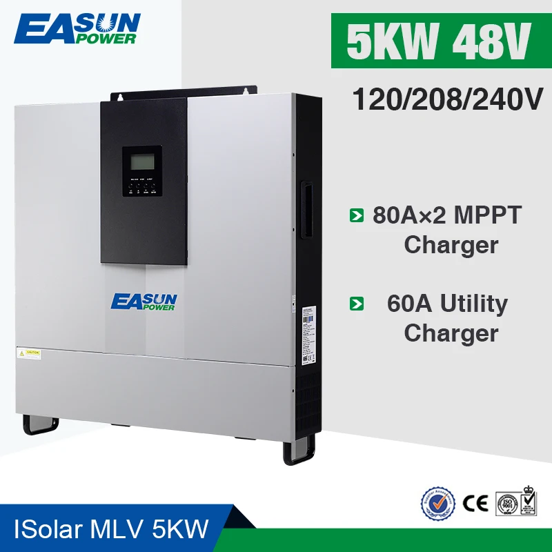 Источник питания EASUN Разделение фазы 5000w солнечный инвертор 110vac/220vac 48vdc 3 фазный 80A