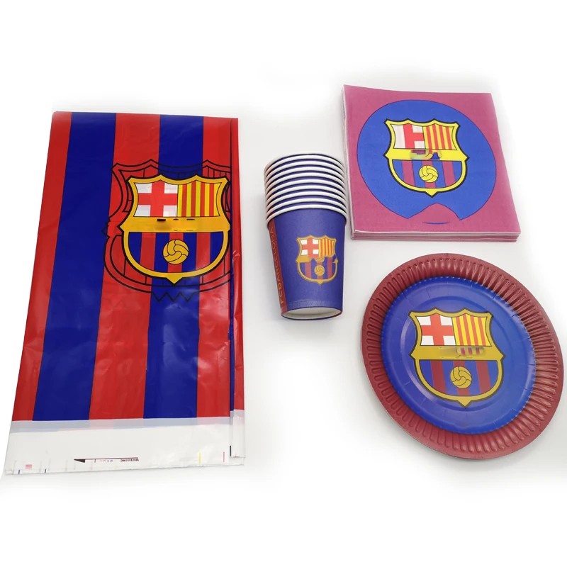 

61pc/lot Boys Favors Football Soccer Team Theme Napkins Baby Shower Decorate Tableware Set Tablecloth Birthday Party Cups Plates