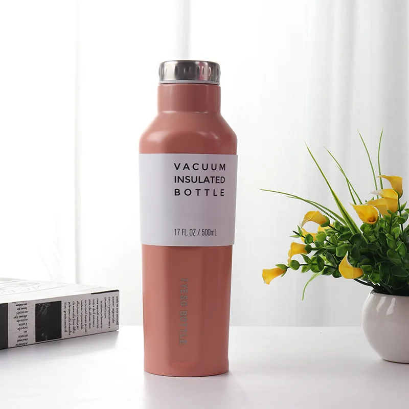 500 мл модный фирменный дизайн креативный термос с вакуумной изоляцией из нержавеющей стали для винной и пивной бутылки Бутылка для коктейлей - Цвет: Розовый