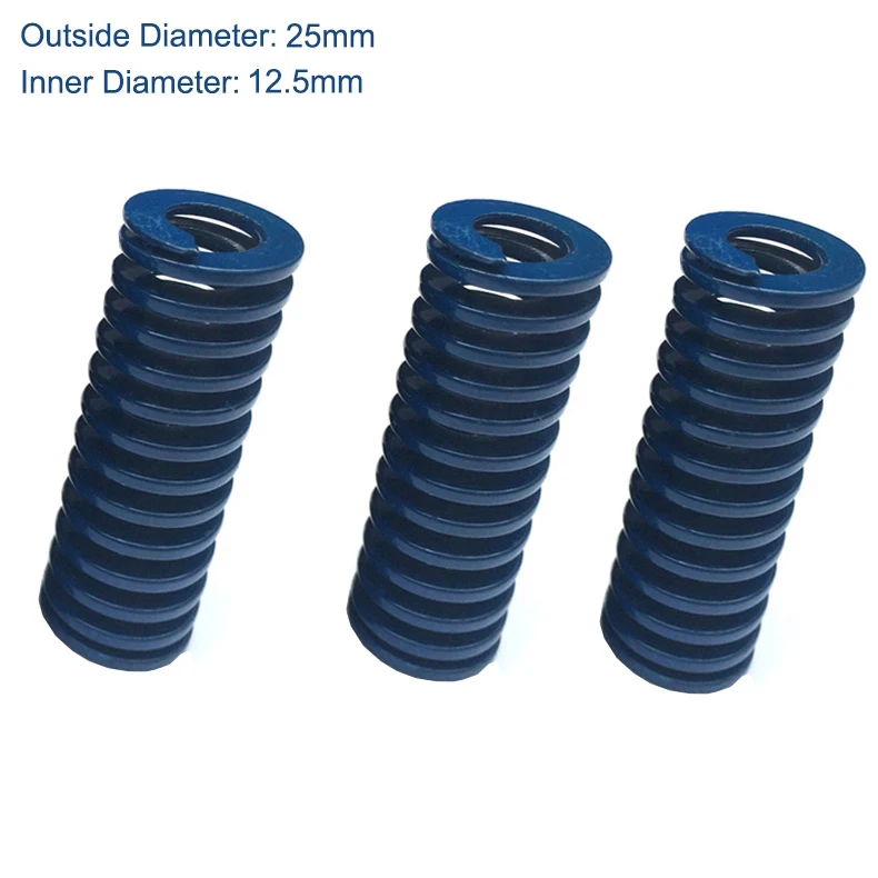 

TL 25mm OD 12.5mm ID 80mm 90mm 100mm 125mm 150mm Length Blue Light Load 65Mn Metal Spiral Stamping Compression Mould Die Spring