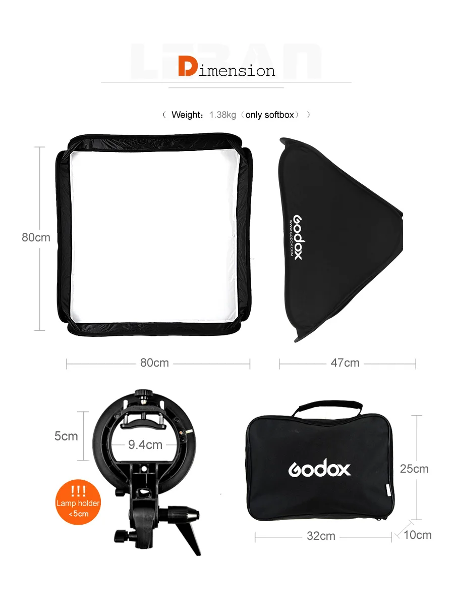 Godox Pro Регулируемая 80 см x 80 см вспышка софтбокс комплект с s-типа кронштейн Bowen держатель для камеры студийная фотография