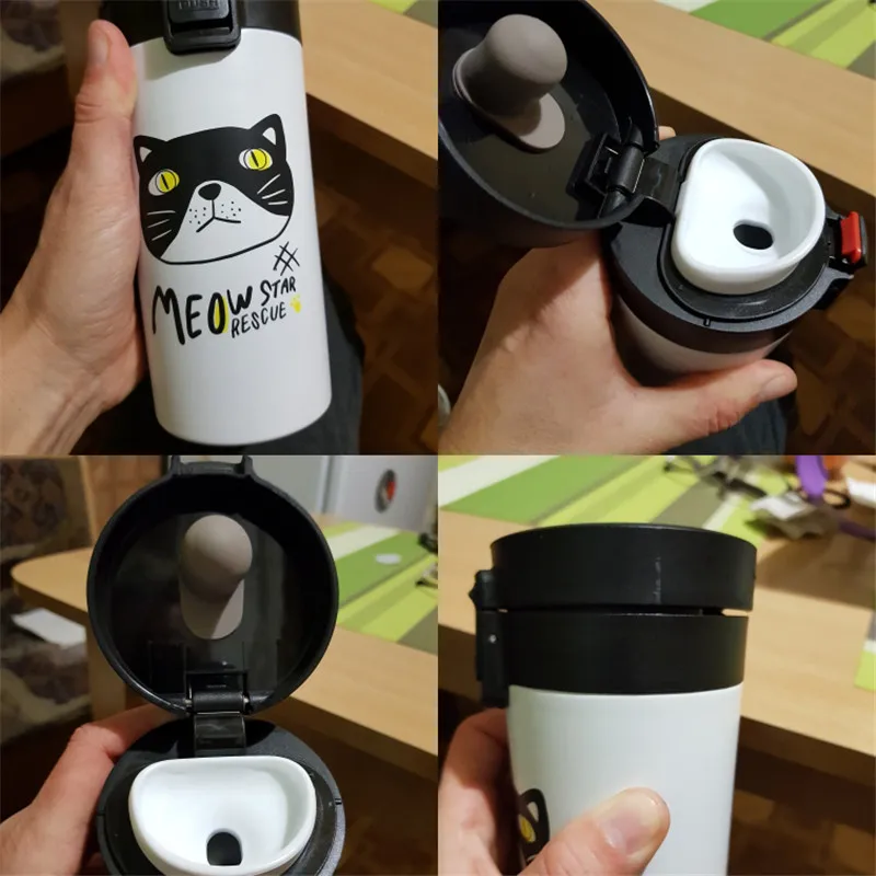 Cute meow Cat Star Coffee Thermo Mug Thermos Double Wall Stainless Steel Thermocup Vacuum Flask Thermal Mug Termos Bottle 1