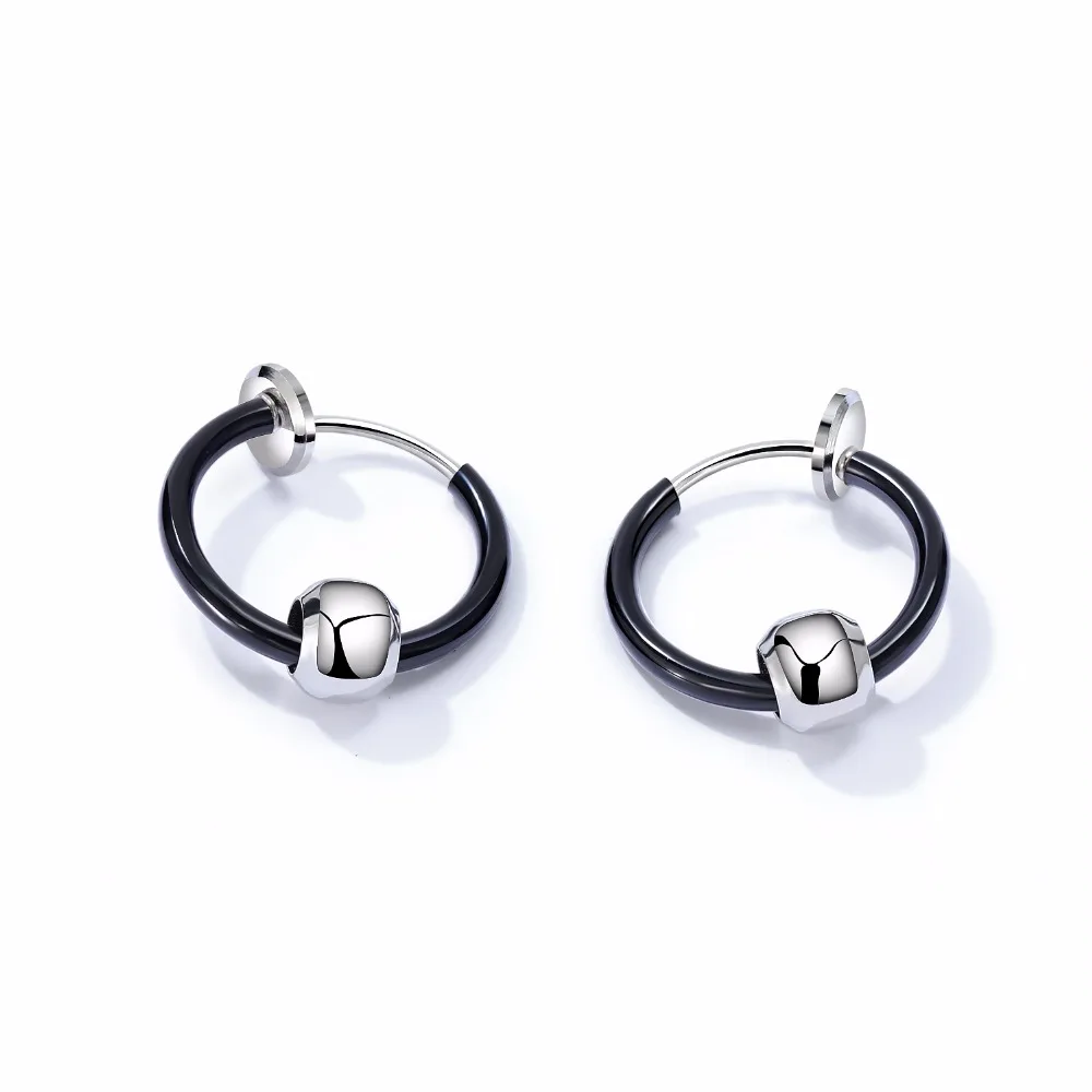 

Male Stainless Steel earrings Silver White Hoop earrings New Design Punk hip-hop Punk Style earrings for Women