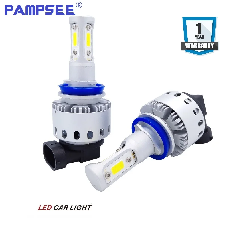 PAMPSEE 1Pair 7P Car LED Headlight 90W 12000LM H4 LED H7 H8 H9 H11 HB4 9006 9005 HB3 white 6000K 3 COB LED Car Headlight Bulb