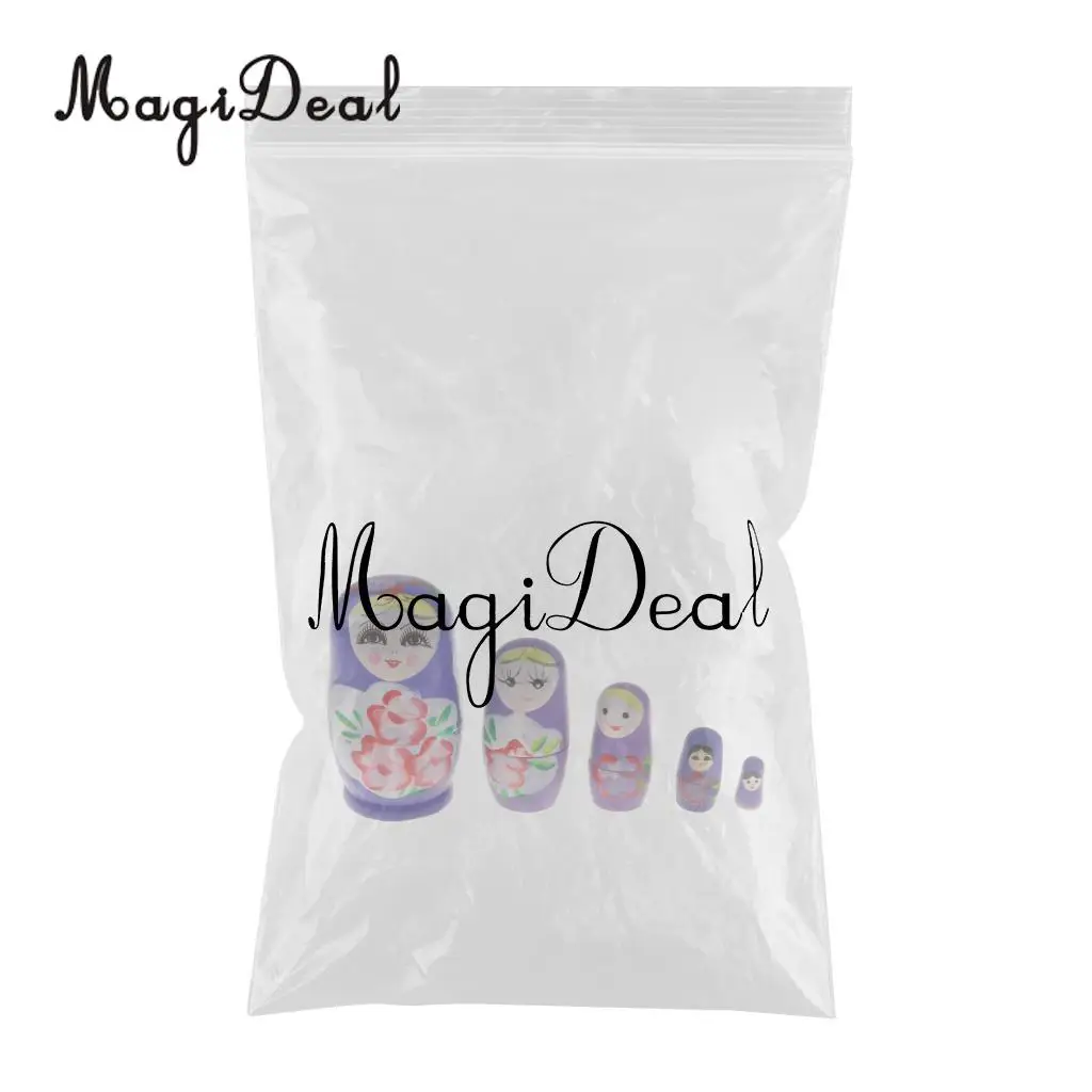 5PCS Wooden Russian Nesting Dolls Matryoshka Stacking Nested Dolls Toys Christmas Gifts Home Decoration for DIY Hand Painted