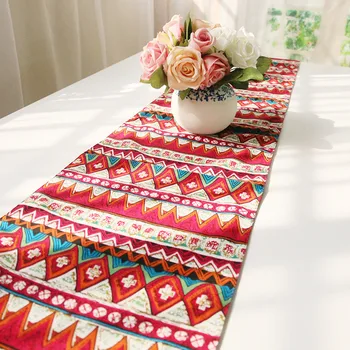 

Bohemian Wedding Table Runner Luxury Cotton Linen 3 Colour Red Green Blue Table Runners chemin de table mariage rouleau