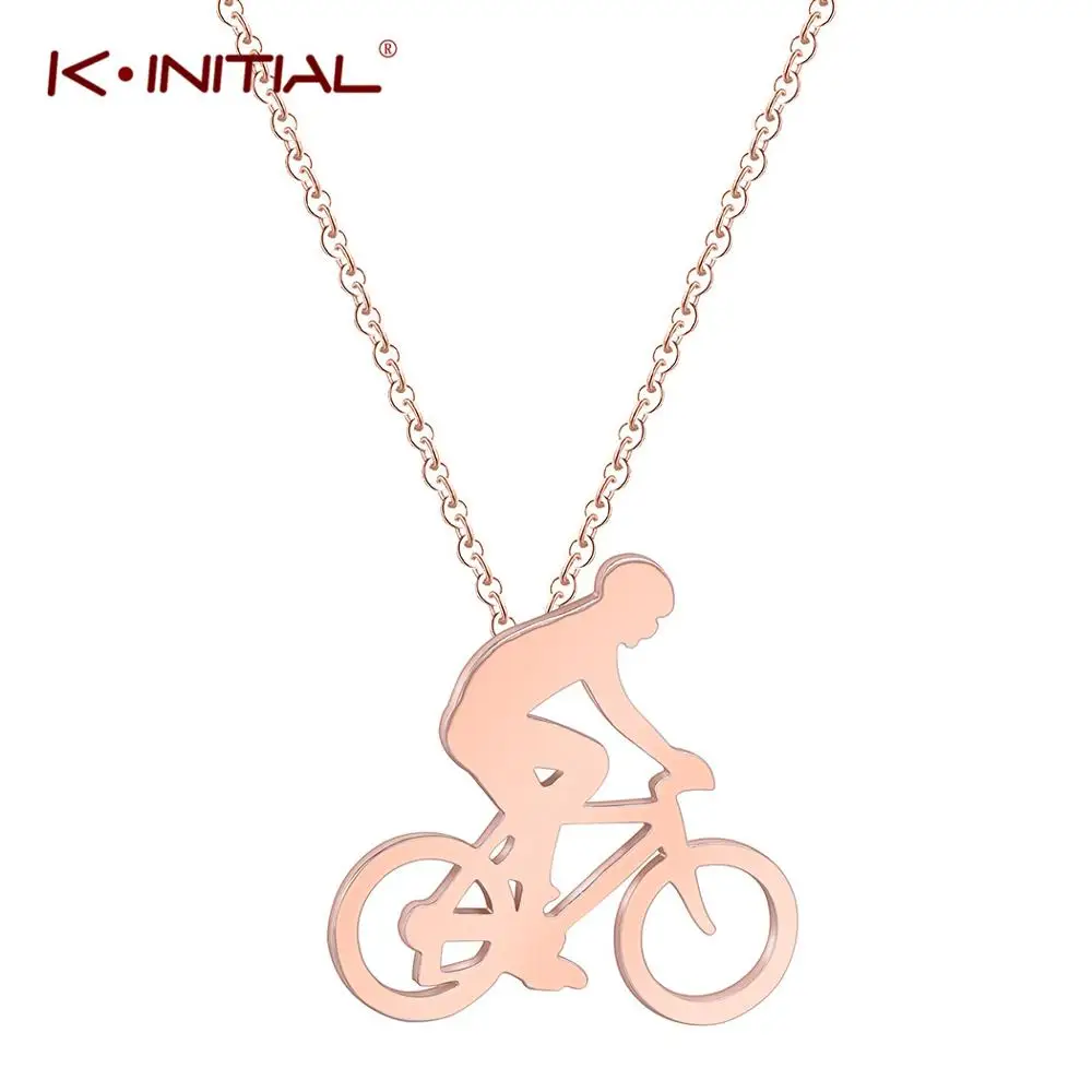 Kinitial Fashion Gold Silver Color Charm Bicycle Bike Rider Pendant