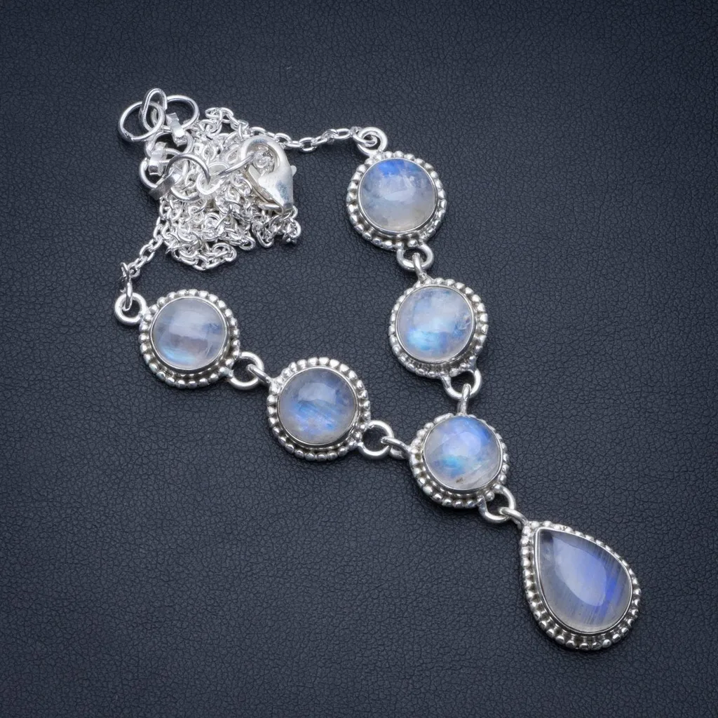 

Natural Rainbow Moonstone 925 Sterling Silver Y-Shaped Necklace 19 1/2" R2658