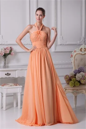 Light Orange Brush/ Sweep Train Chiffon Bridesmaid Dress | Свадьбы и торжества