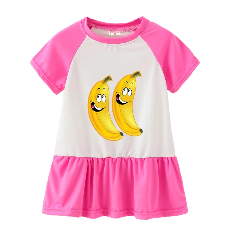 Summer Casual Printed Baby Princess Girls Short-Sleeved Dress Rose Red Patchwork Girls Clothes For 2-7 Years Old Summer Casual Printed Baby Princess Girls Short-Sleeved Dress Rose Red Patchwork Girls Clothes For 2-7 Years Old