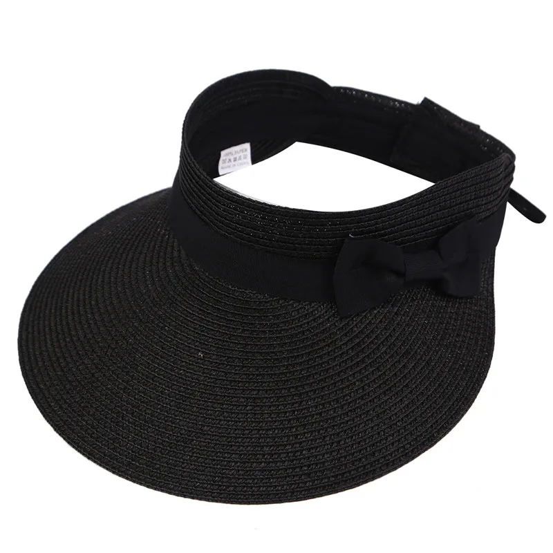 Foldable Beach Cap Summer Straw Sun Hat Large Wide Brim Visor Caps Cute Bowtie Floppy Hats Outdoor Sports hat