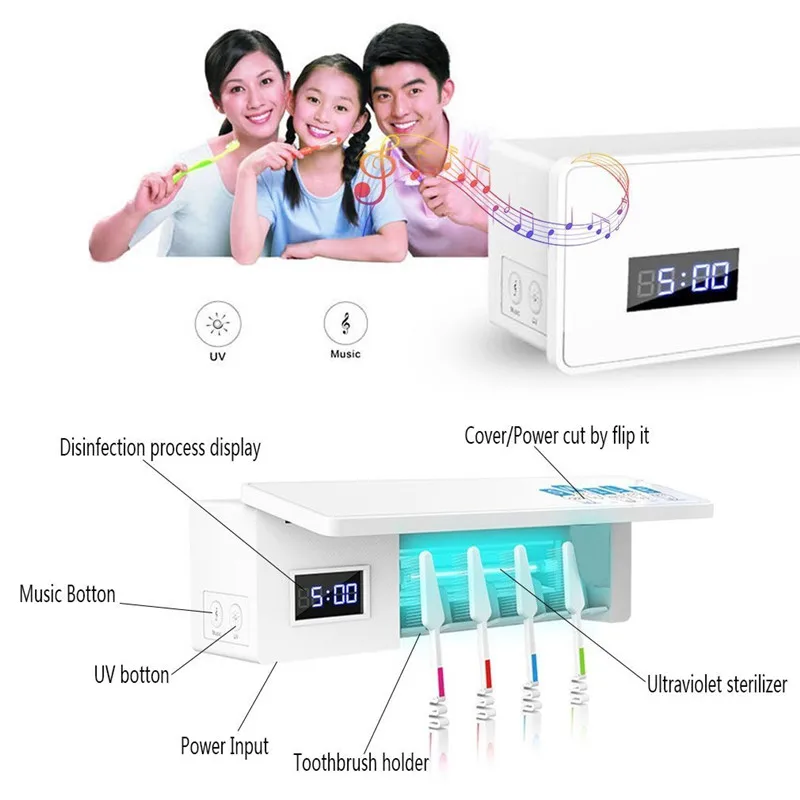 USB зарядное устройство УФ легкая зубная щетка держатель стерилизатор коробка УФ антибактериальные зубная щётка очиститель зубные пасты диспенсер
