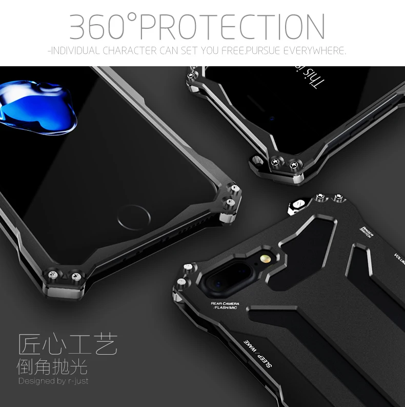 R-JUST трансформатор Гандам скалолазание Открытый Алюминиевый металлический каркас кейс чехол Защитный S для iPhone 7 8 iPhone7 Plus 5,5
