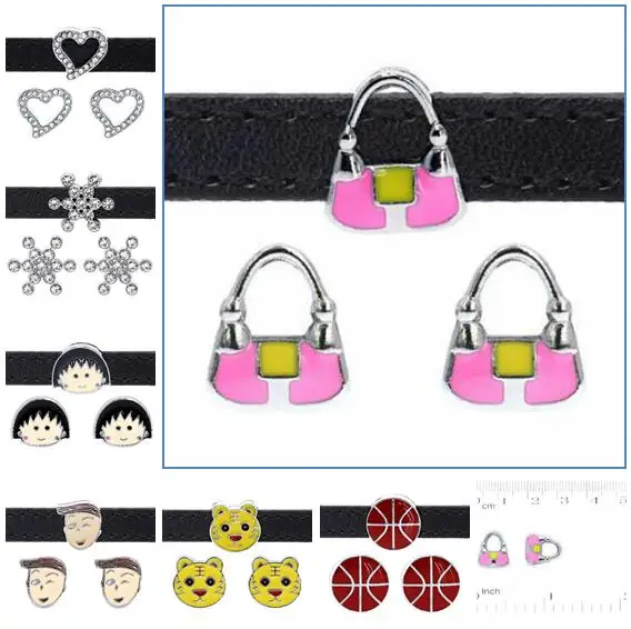 

Multiple Choise 8MM Bag Heart Boy Girl Dog bone Slide Charms 50PCS/lot Fit For 8mm DIY Leather Wristband Bracelet Keychains