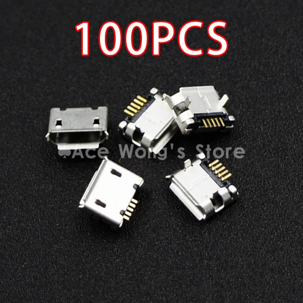 New high quality 100pcs/LOT Micro USB 5P,5-pin DIP Micro USB Jack,5Pins Micro USB Connector Tail Charging socket