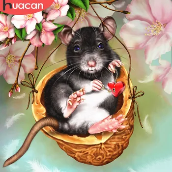 

HUACAN Diamond Embroidery Mouse 5d Diamond Painting Cross Stitch Full Square Cartoon Mosaic Picture Of Rhinestones Decoration
