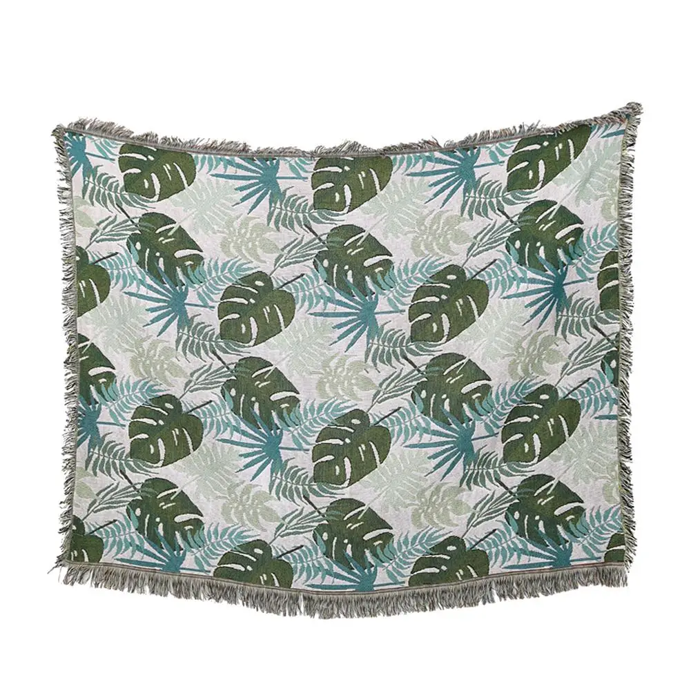 

Summer Sofa Towel Turtle Back Leaf Sofa Blanket Fringed Sofa Blanket Art Decor Bohemian Sofa Dust Towel Minimalist Blanket