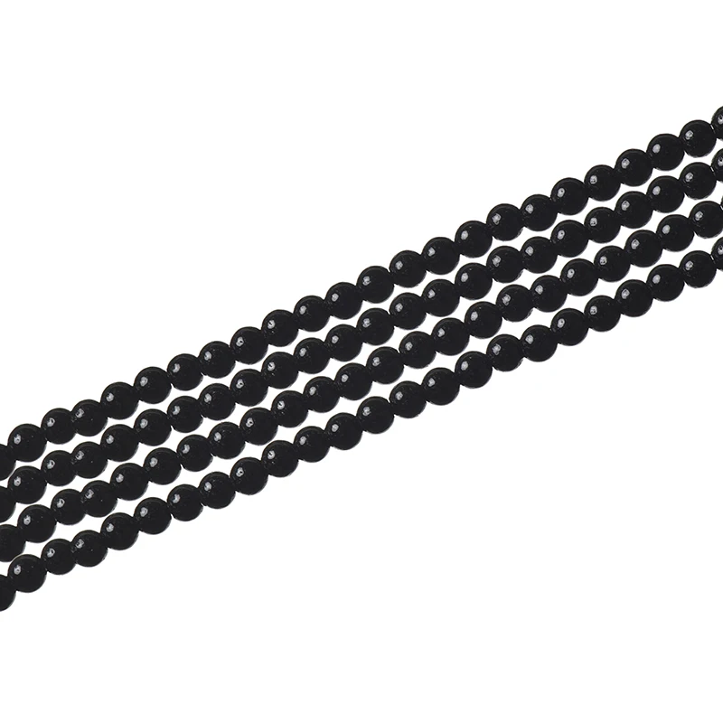 

Natural Black Onyx stone 3mm semi-manufactures Diy accessories gemstone making findings 12inch