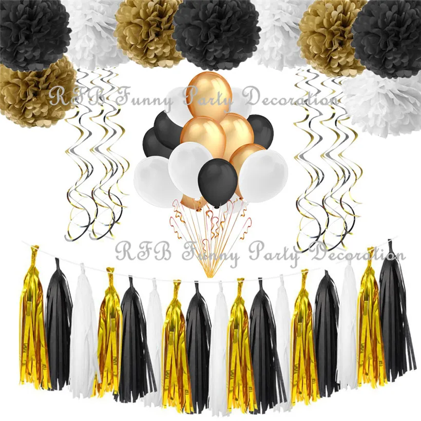 Paper & Party Supplies Party Décor Black Gold Party Decorations DIY