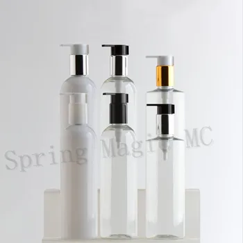 

400ML White/Clear PET Plastic Bottles With Black/Gold/Silver Pump Empty Cosmetic Containers,Moisturizer/Body Wash/Shampoo Bottle