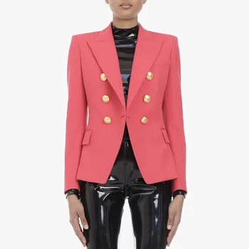 

New Classic double breasted lion s head buttoned suit small jacket watermelon red Coats & Jackets