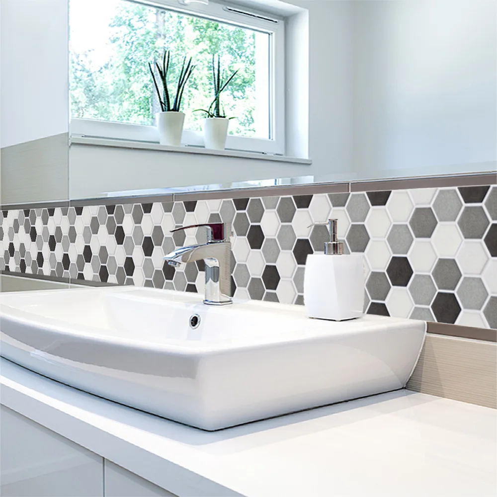 

Hot Style Self Adhesive Mosaic Tile Sticker,Kitchen Backsplash Bathroom Wall Tile Stickers Decor Waterproof Peel&Stick PVC Tiles