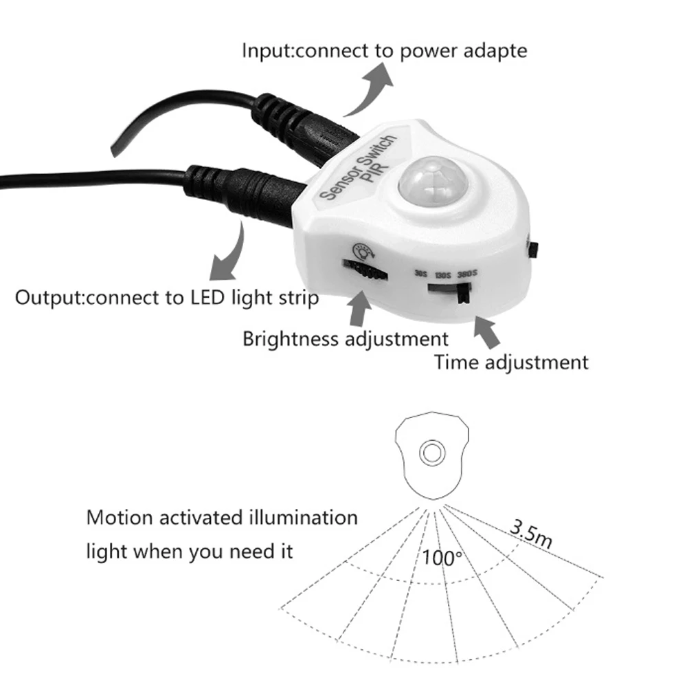 Светодиодный светильник под шкаф s 5050 SMD rgb гибкий светильник под кровать Светодиодная лента PIR датчик движения активированная лампа для шкафа