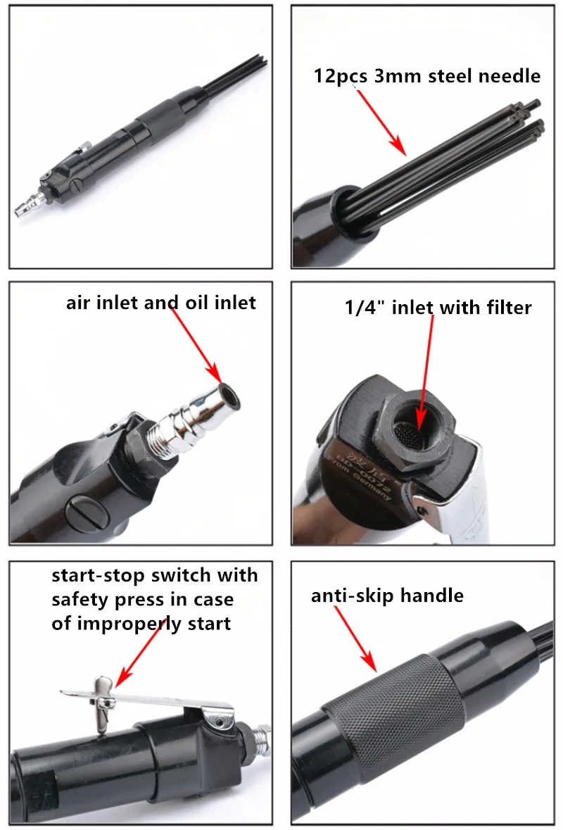 Borntun Пневматика иглы масштабаторы воздуха пистолет Удалители ржавчины открытие отверстия 12 шт. 3 мм * 180 мм Вышивка Крестом Иглы удаления