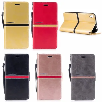 

PU Leather Phone Shell For Sony Xperia XA XA1 Ultra Kickstand Flip Case With ID Card Slots Money Pocket Wrist Strap Wallet Cover