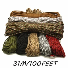 Cordini di sicurezza 550 Tessuto Appeso Parachute Cord Lanyard 7 Fili Corde Attrezzature da outdoor Mil Spec Tipo III 100 FT 31M