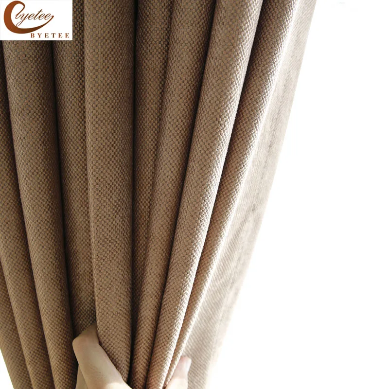 Byetee Modern Solid Shade Curtain Cotton Linen Fabric Curtain