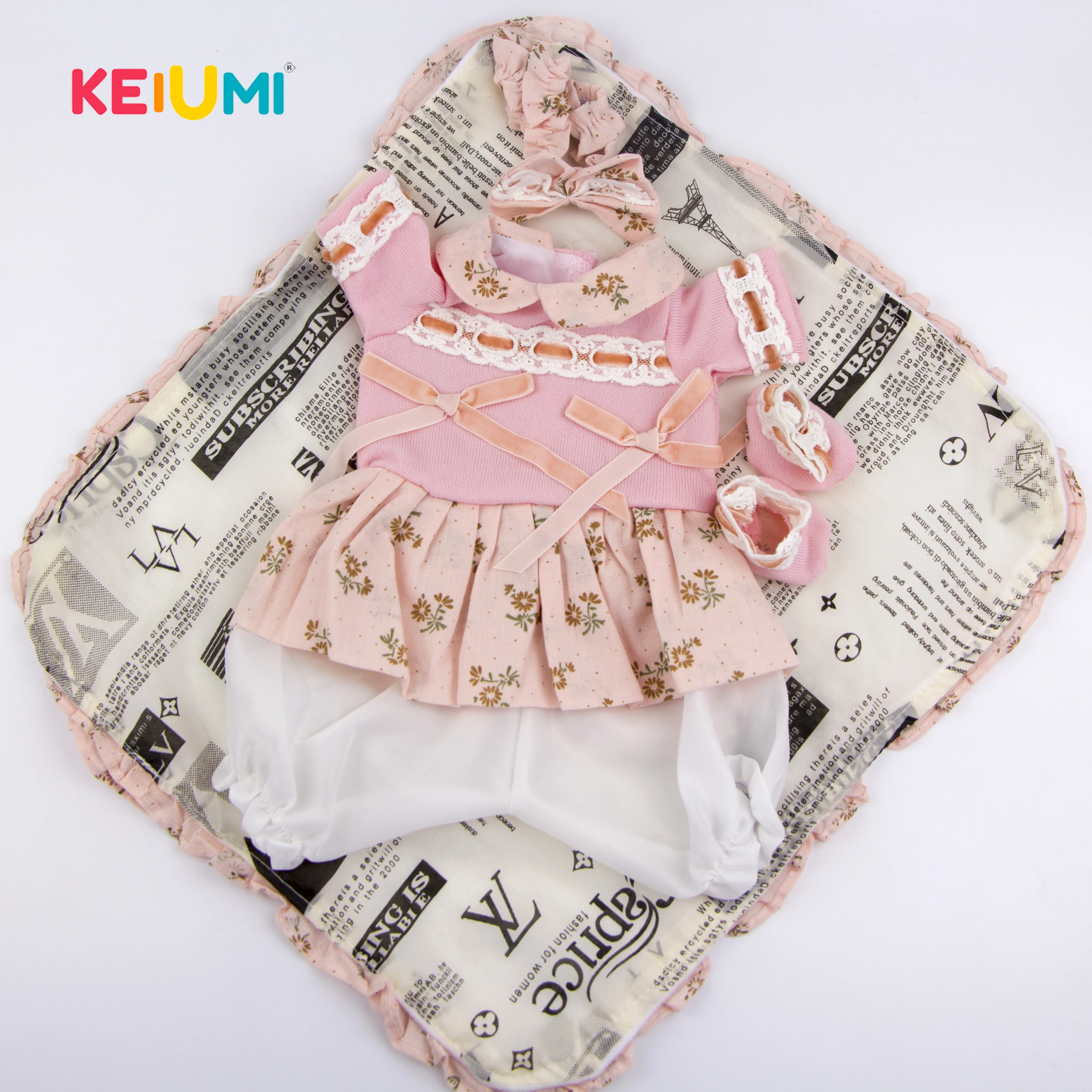 

KEIUMI Cute Baby Girl Doll Dress Suit For 17 inch Reborn Baby Doll With Pretty Flower For Kids Doll Collection