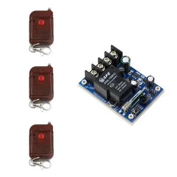 

315Mhz 433Mhz DC 12V 24V 36V 48V 30 A 1 Channel RF Wireless Remote Control 1 Receiver & 3 Peach Transmitter 1 key Self-lock Mode