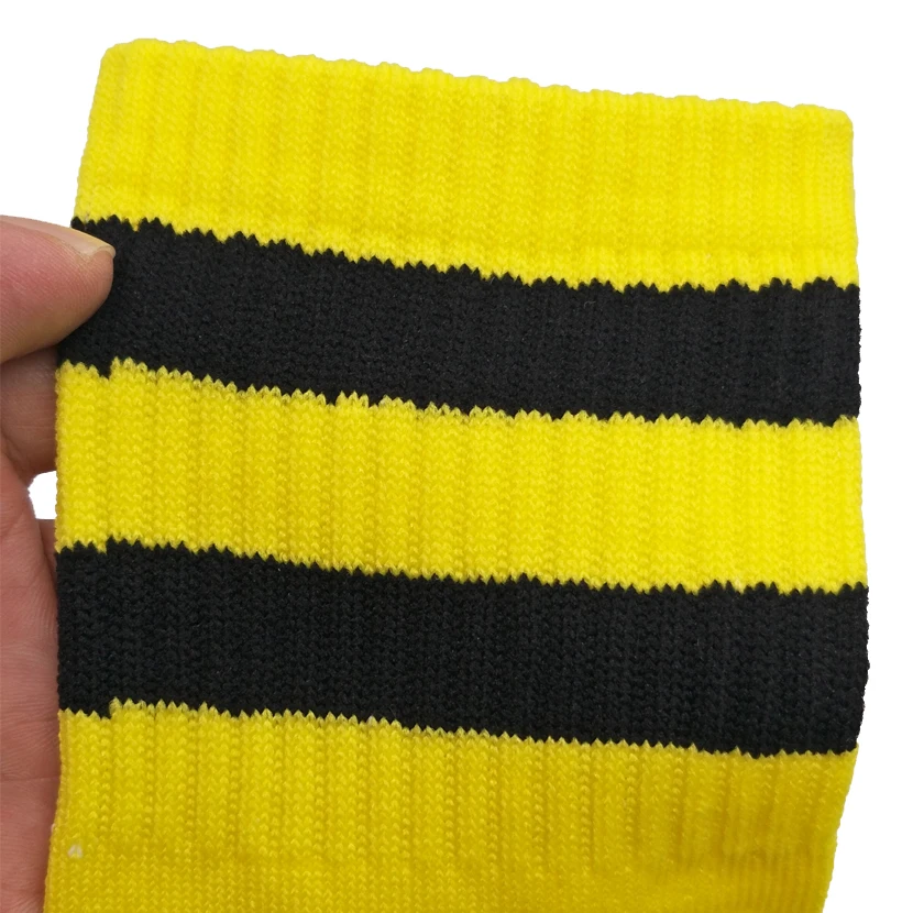Мужские и женские желтые чулки до колена футбольные носки черные полосатые полотенца нижние футбольные носки для EU37-45/US6-10, артикул: FS07