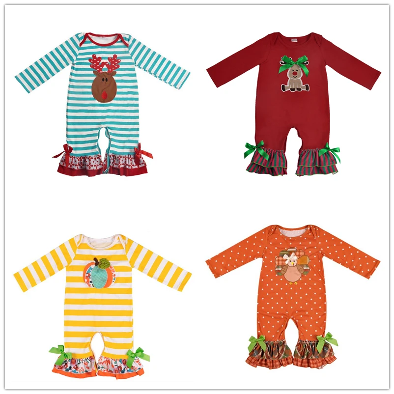 

Toddler Baby Thanksgiving Halloween Christmas Photo prop Cotton Romper Outfits