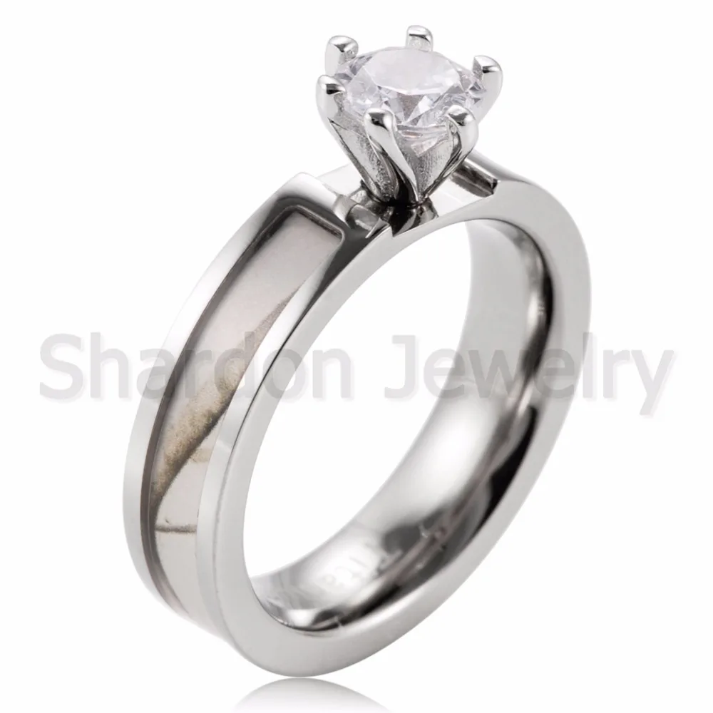 shardon women white camo engagement ring titanium white snow tree engagement wedding band 6 prong setting cz ring for women in rings from jewelry - White Camo Wedding Rings shardon women white camo engagement ring titanium white snow tree engagement wedding band 6 prong setting cz ring for women in rings from jewelry - White Camo Wedding Rings