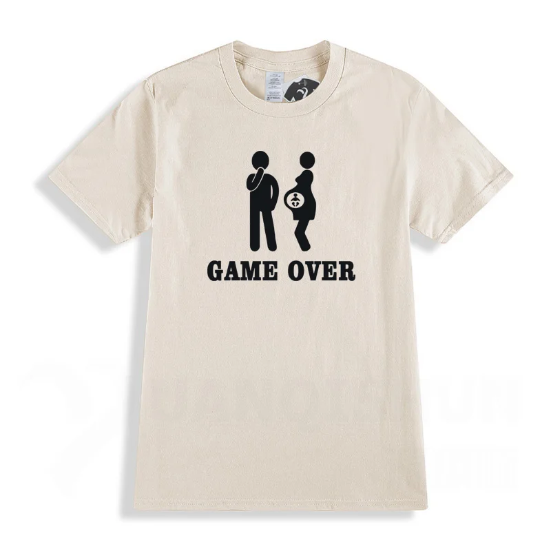 Коллекция года, новинка, 16 цветов, хлопковая футболка с принтом для женщин, мужчин и детей, с надписью «Game Up» брендовая одежда забавная Футболка для беременных XS-3XL - Цвет: Sand color