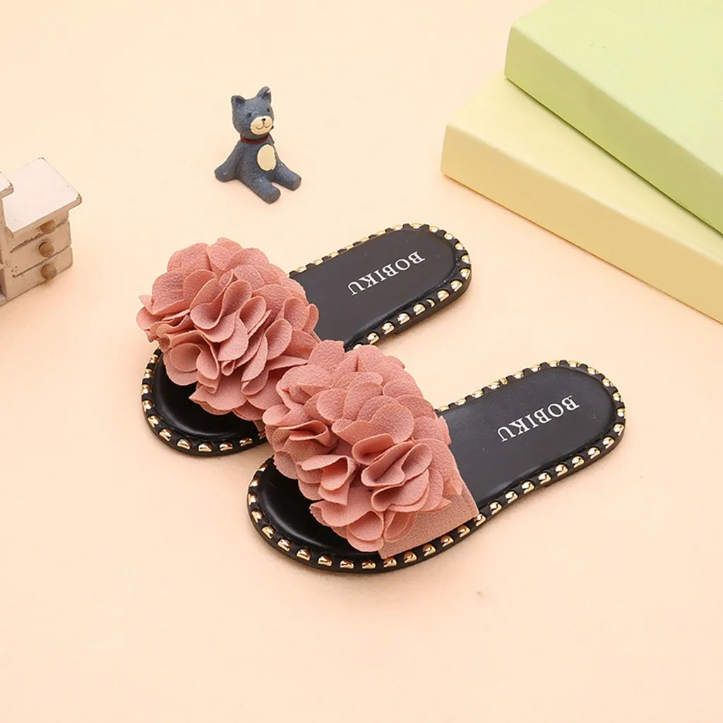 

Summer Children Kids Baby Girls Flower Candy Color Flat Slipper Casual Shoes casual shoes kids girls