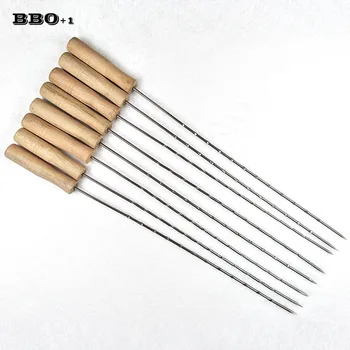 

Big sale 8 pcs 16.5inch BBQ Skewers Barbecue BBQ Needle Stainless Steel Skewer Barbeque Needle w/ PP Handle Grilling BBQ Stick