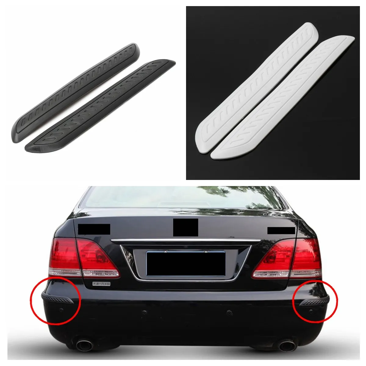 

2Pcs Car Rubber Bumper Corner Protector Door Guard Cover Lip Crash Bar Trim