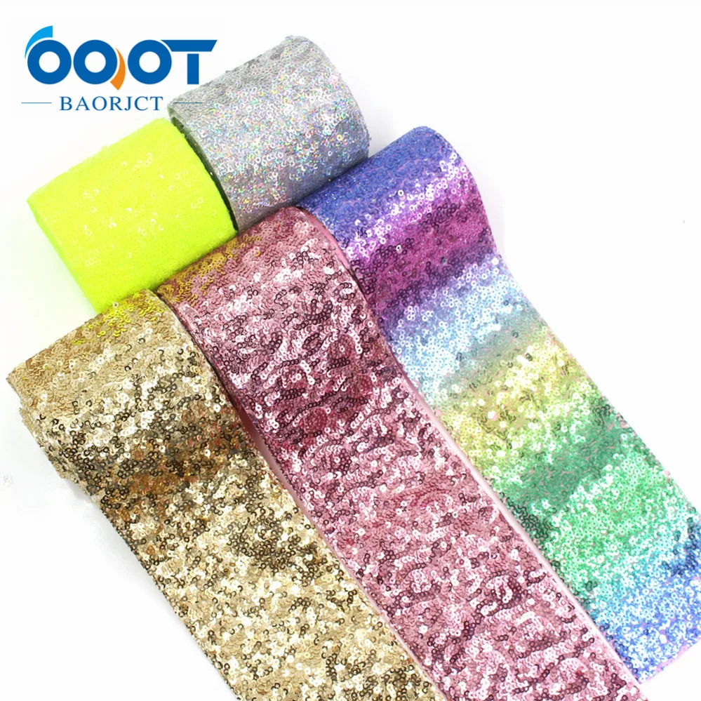 

2Y/lot 3" 75mm Solid Sequin Ribbon Fashion Textile DIY Hairbows Accessories Apparel Sewing Fabric Home Textile Sequin Ribbon