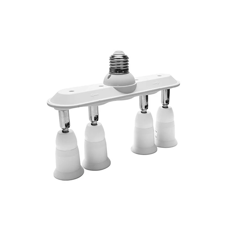 

Light Socket Splitter 4 in 1 E26 E27 Adapter Converter Horizontal Designed Adjustable Lamp Bulb Adapter Holder Lamp Base