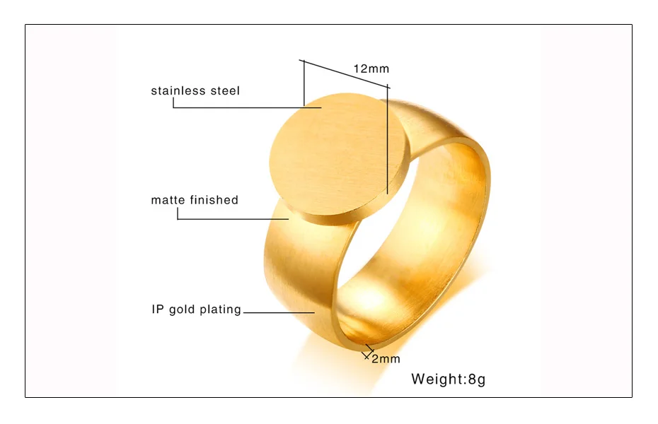 Meaeguet Customized Engrave & Laser Ring For Men Women Signet Solid Gold-color Stainless Steel Ring Personal Jewelry (5)