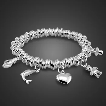 

925 sterling silver bracelet female fashion circle design solid silver bracelet lady charm jewelry silver bracelet birthday gift