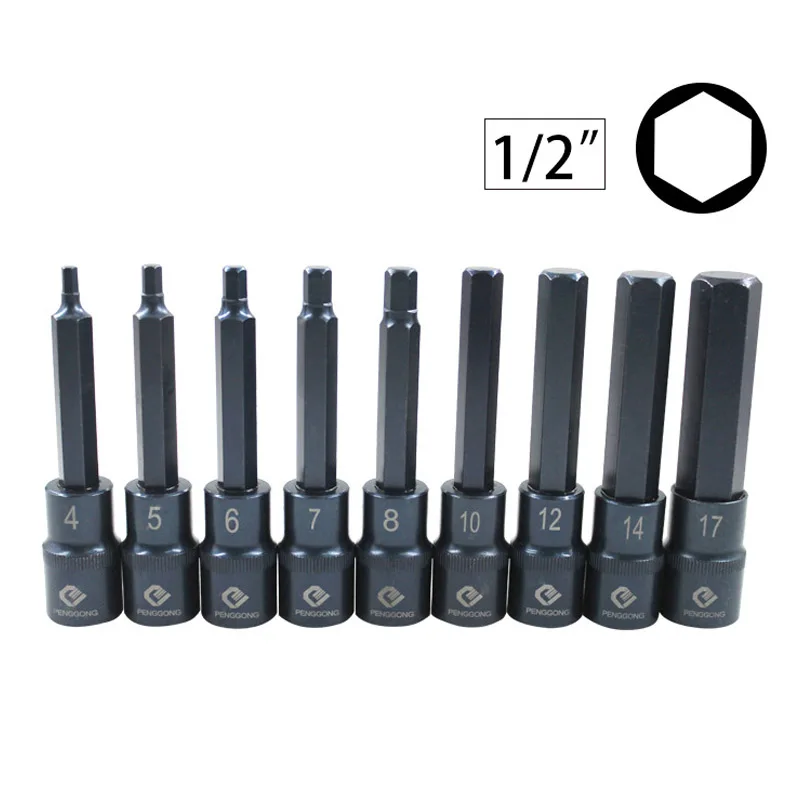 9 Pcs/set 1/2" H4 H17 Hex Screwdriver Bits Drive Socket Head S2 Alloy