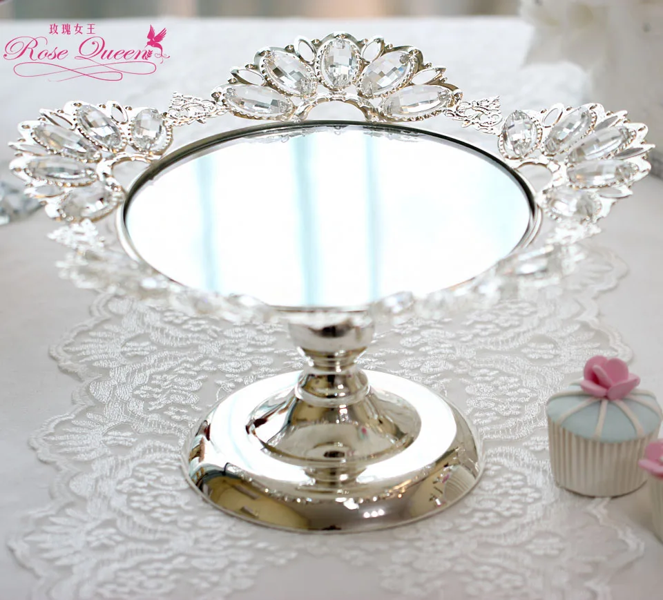 

3160 European style Flower shape Fruit tray K9 Crystal Cake Tray Mirror Creative home decoration