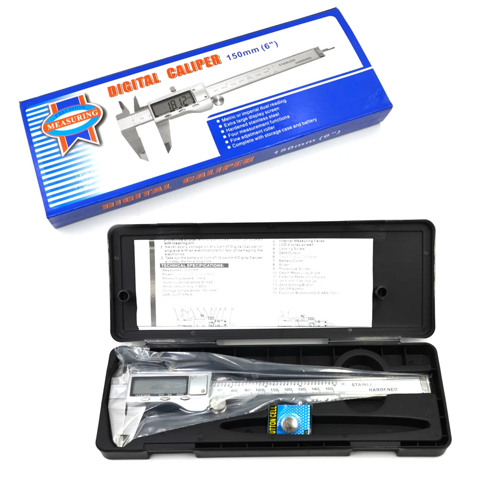 

1Pc 0-150mm/6" Digital CALIPER VERNIER Electronic Micrometer Metal casing GAUGE Measuring