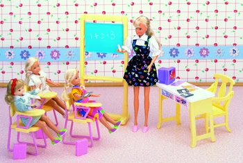 original for princess barbie classroom doll accessories 1/6 bjd doll school desk barbie furniture supplies set toy gift 1