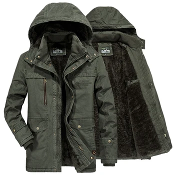 

2018 New men winter jacket military AFS JEEP fleece medium long coat men parka hombre multi-pockets thick winter parkas men