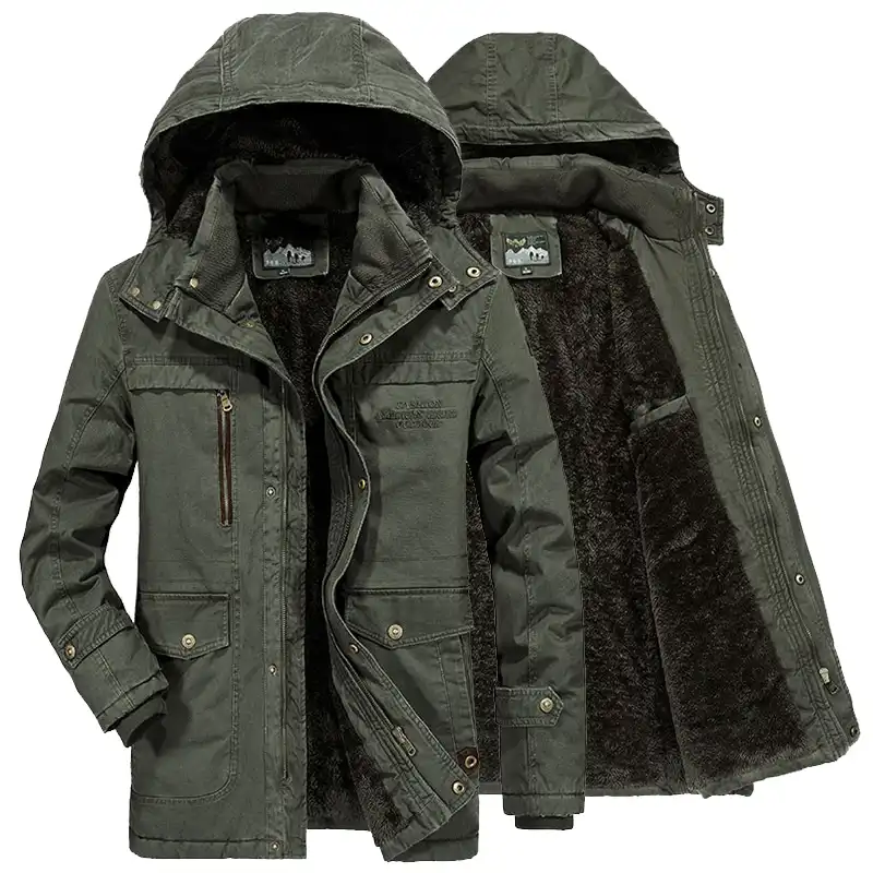 2019 New Men Winter Jacket Military Fleece Medium Long Coat Men Parka Hombre Multi Pockets Thick Winter Parkas Men